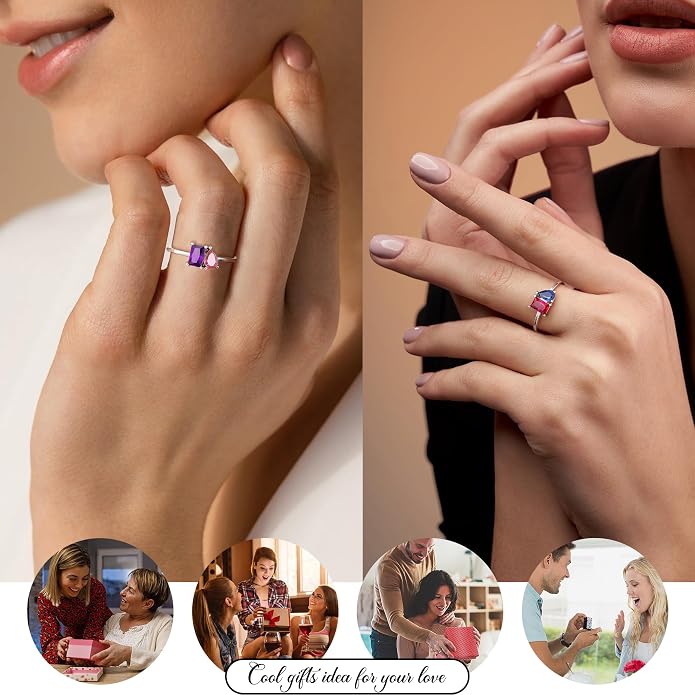 Birthstone Rings for Women, Non Tarnish Gold Rings 2026 Graduation Gifts Birthday Gift Trendy Teen Girl Stuff Dainty 14K Plated Adjustable CZ Stacking Promise Ring Anniversary Jewelry for Friend Sister Girlfriend Daughter
