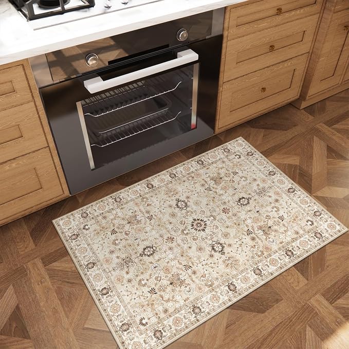 Machine Washable Entryway Small Area Rugs: Soft Non-Slip Low Pile Door Mat Indoor Entrance 2x3 ThrowRug for High-Traffic Areas Kitchen, Hallway, Farmhouse Decor
