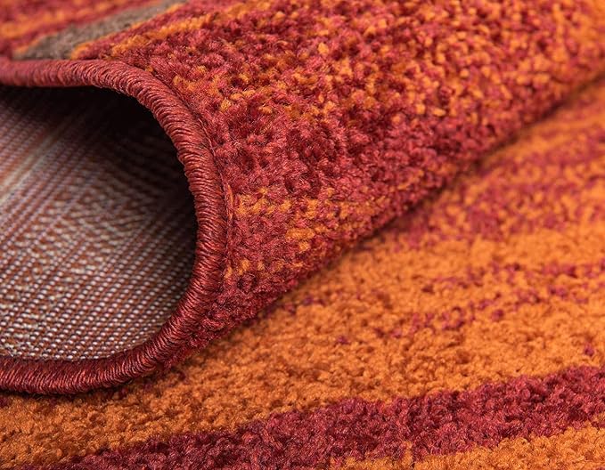 Unique Loom Autumn Collection Modern Contemporary Casual Abstract Area Rug (Terracotta/ Burgundy Border, 9 x 12 ft Rectangular)
