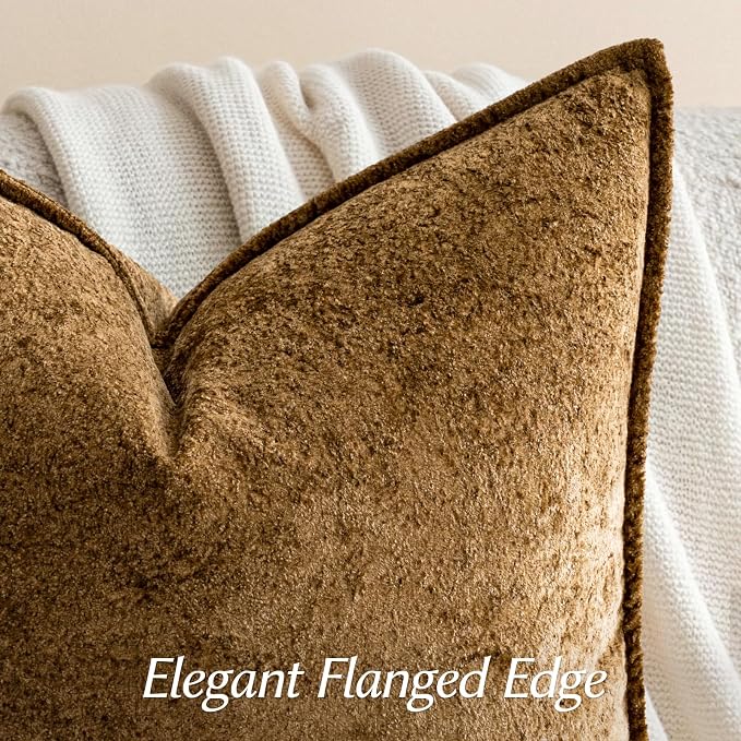 a moment Throw Pillow Covers 18X18 Inch 4 Packs,Soft Velvet Decorative Pillow Cases with 3D Ice Flower,Texture Modern Accent Cushion Covers for Sofa Couch Home Decor Golden Brown