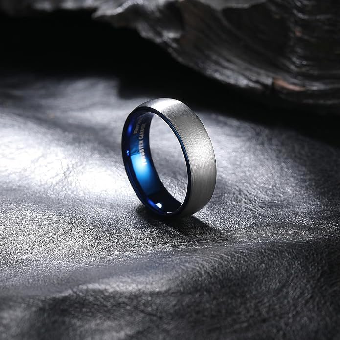 King Will Wedding Band for Men Women, 2/4/6/7/8mm Domed Matte Brushed Tungsten Carbide Rings, Solid/Dual Color Engagement Rings, Comfort Fit