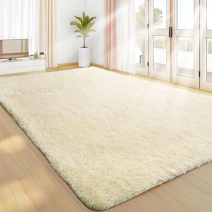 Sour Lemon Area Rugs 9x12 Living Room Bedroom, Large Fluffy Shag Rug | Shaggy Carpet, Soft Plush Furry Bedside Rugs, Anti Slip, Washable Area Modern Rugs Floor Mat for Kids Girls Boys Living Room
