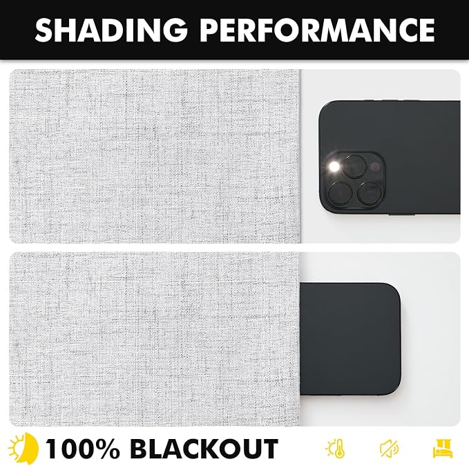 MIULEE 100% Blackout Linen Curtains 42 x 72 Inch Grayish White 2 Panels | Thermal Insulated, Room Darkening Drapes for Bedroom Living Room, Back Tab Rod Pocket Pinch Pleated, Solid Luxury Decor