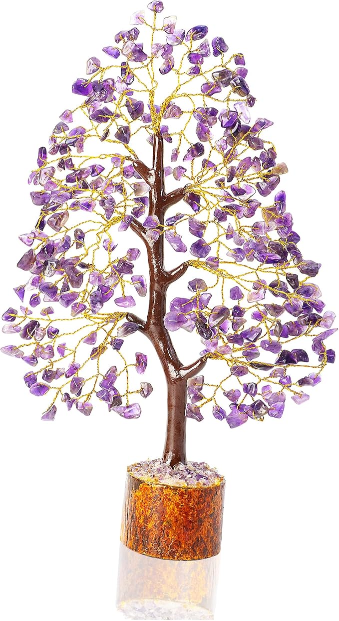 Crocon® Amethyst Tree of Life, Birthday Gifts for Women & Men, Purple House Decor for Shelf Healing Crystals, Spiritual Gift Purple Decor, House Warming Gifts New Home, Birthday Gift for Mom Sister