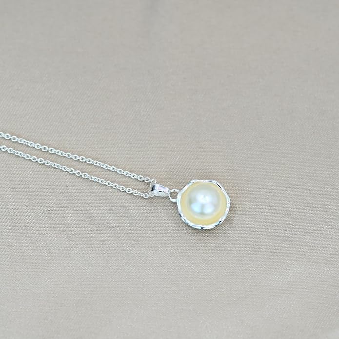 Pearl Necklace for Women Sterling Silver Chain Birthstone for Women Fine Jewelry Dainty Infinity Pendant Anniversary Birthday Christmas Gifts for Her Wife Mom Lady Daughter, (Style-1)