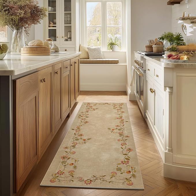 2x6 Washable Runner Rugs for Entryway: Kitchen Rugs Non Slip Backing Stain Resistant Low Pile Soft Indoor Floor Carpet Runners for Hallways Bedroom Kitchen Laundry Room Farmhouse Indoor