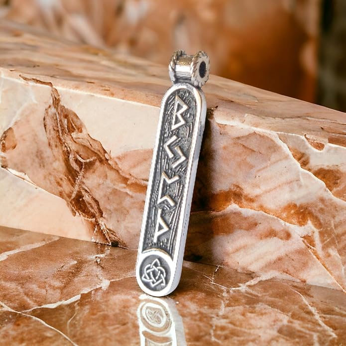 Viking Rune Formula Pendant Necklace for Men Women - 925 Sterling Silver - Norse Nordic Celtic Jewelry - Runes Protection Amulet - Matching Necklaces for Couples - Handmade