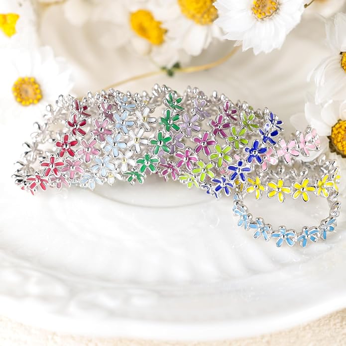 S925 Sterling Silver Dainty Daisy Flower Rings for Women, I Think Of You Every Daisy, 12 Month Birth Flower Ring
