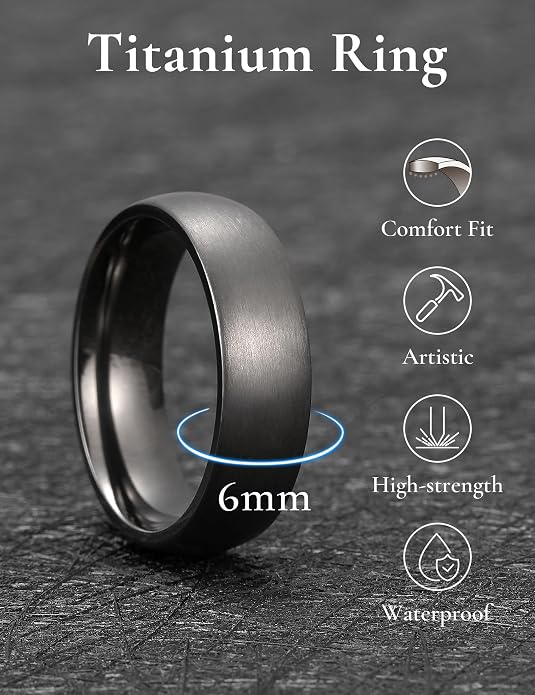 King Will Titanium Wedding Band for Men Women-Sliver/Black/Gold Plated Pure Titanium Wedding Ring, 3-9mm Widths Available Brushed Matte Design Comfort Fit Size 4-16