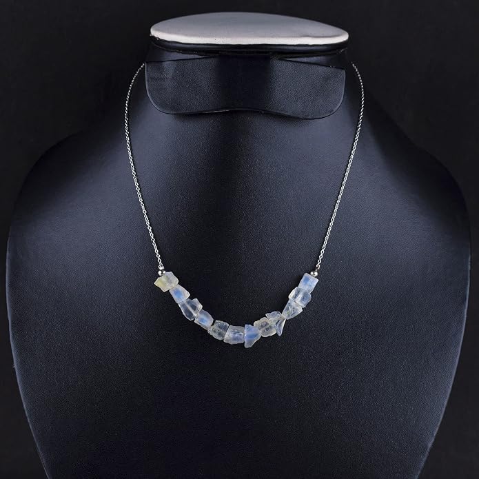 Natural Gemstone Dainty Pendant Necklace for Women Handmade Crystal Jewelry 925 Sterling Silver 18 Inch Chain Healing Chakra Christmas Birthday Gift for Her