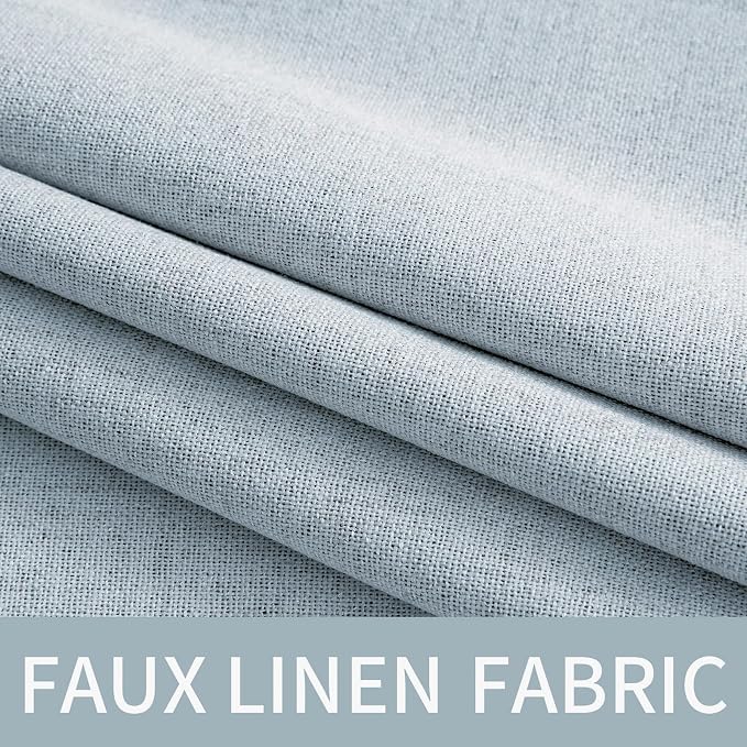 MIULEE 100% Blackout Linen Textured Curtains for Bedroom Solid Thermal Insulated Chambray Blue Grommet Room Darkening Curtains & Drapes Luxury Decor for Living Room 52 x 108 Inch (2 Panels)