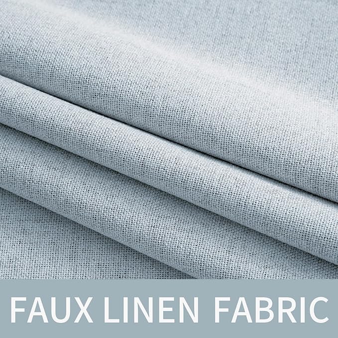 MIULEE 100% Blackout Linen Textured Curtains for Bedroom Solid Thermal Insulated Chambray Blue Grommet Room Darkening Curtains & Drapes Luxury Decor for Living Room 52 x 96 Inch (2 Panels)