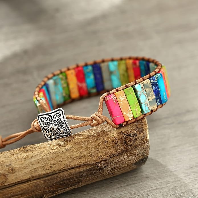 Plumiss Women Boho Handmade Natural Stone Crystal Leather Bead Wrap Bracelets Collection