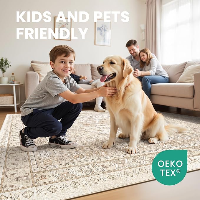 zesthome Long Rugs Runner - Washable Runner Rugs for Hallway 2x10, Ultra-Thin Soft Kitchen Carpet Runner, Anti Slip Backing Runner Rugs for Entrance, Bedroom, Living Room (Cream/Beige,2'x10')