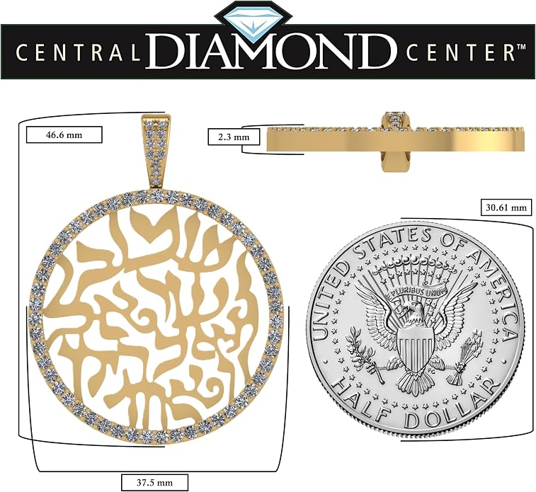 Central Diamond Center Shema Israel Full Hebrew Prayer Pendant Necklace in Solid Sterling Silver