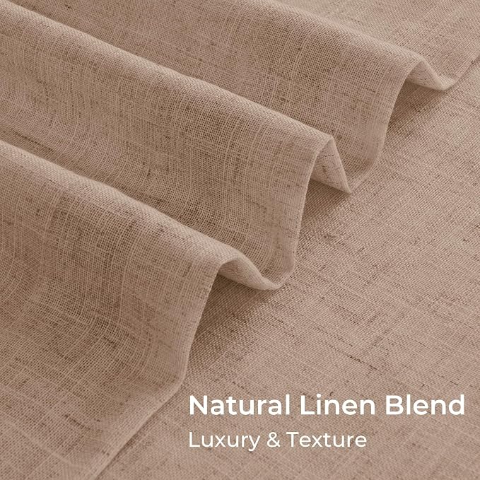 CAPALOCA Pinch Pleated Blackout Curtains 108 Inches Long, Linen Blend, 100% Blackout Drapes with 20 Hooks, Ideal for Bedroom and Living Room, 40" W x 108" L (Pack of 2), Tawny Brown