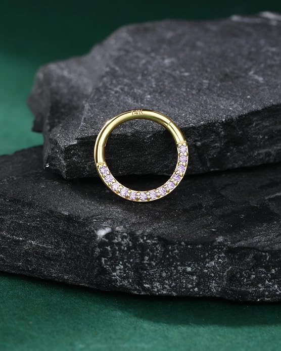 COCHARM 14K Solid Gold 18g/16g Nose Rings 16G Septum Rings Yellow Gold Tragus Helix Cartilage Conch Earring Hoops 18 Gauge Piercing Hoop
