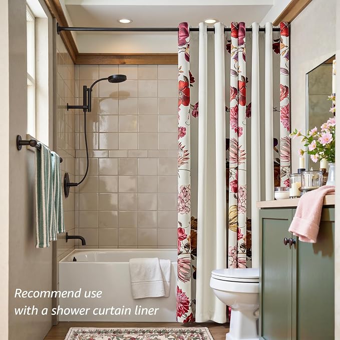 jinchan Beige Floral Blackout Curtains 96 Inch Vintage Grommet 2 Panels | Room darkening, privacy, vibrant flower print, retro boho bohemian drapes, bedroom, living room, fall decor, window treatment