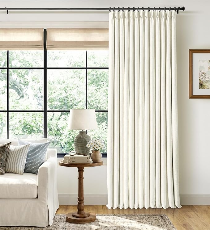 CAPALOCA Pinch Pleated Curtains Blackout, Linen Blackout Curtains 84 inches Long for Bedroom, Thermal Insulated Pinch Pleated Drapes for Living Room, 60" W x 84" L (Pack of 1),Natural Linen