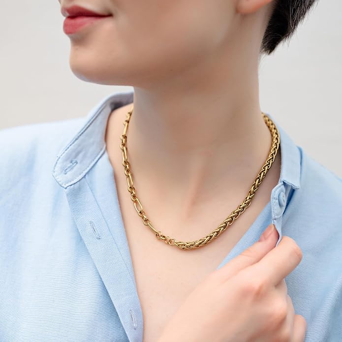 Necklace Chain | Waterproof 18K Real Gold Plated | Silver Necklace | Non Tarnish, PVD Coated | Chunky Necklace | Chunky Jewelry | Fashion Accessories