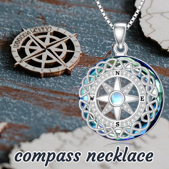 ROMANTICWORK Clover/AA/Ankh/Sun/Compass Necklace Sterling Silver Moss Agate Turquoise Butterfly/Dragonfly/Bee Pendant Jewellery Christmas Birthday Gifts for Women