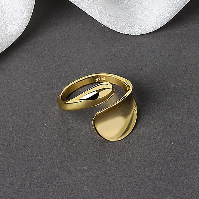 YBMYCM 3-10Pcs Dome Rings Set Chunky Gold Ring for Women Men 14k Gold Plated Thick Adjustable Statement Ring Gold/Silver