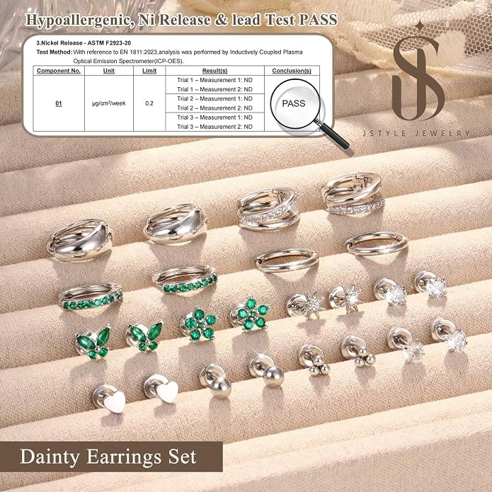 Jstyle Hypoallergenic 14K Gold Plated Stud Hoop Earrings for Women Men Surgical Stainless Steel Flat Back Earrings Small Huggie Hoops Cartilage Earring Set for Multiple Piercing Jewelry Gift for Women