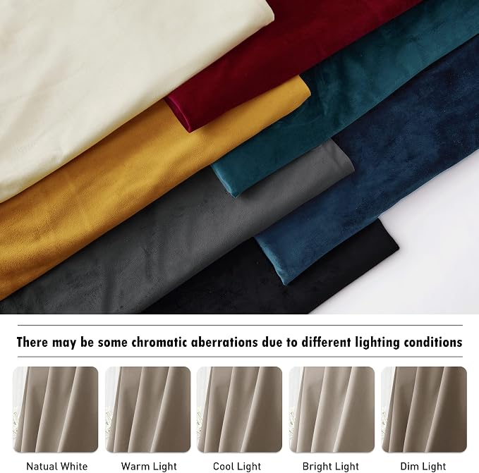 RYB HOME Camel Beige Velvet Curtains 102 inches, Back Tab Soft Fabric Room Darkening Thermal Insulated Luxurious Home Decor Curtains for Living Room Bedroom, W 52" x L 102", 2 Panels Set