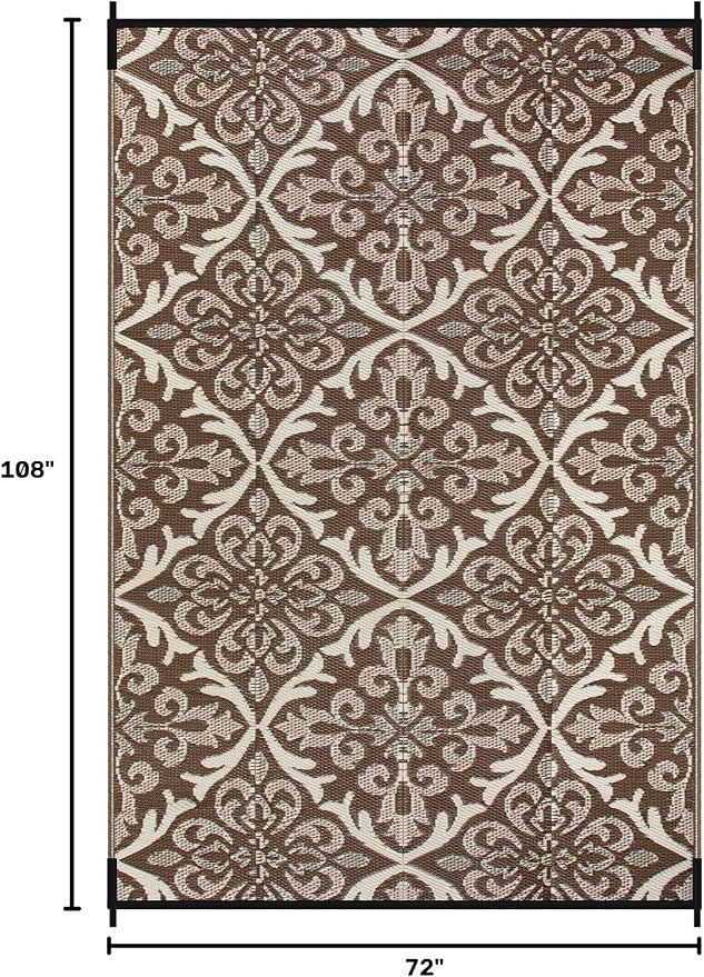 Lahome 6x9 Outdoor Rugs for Patios Waterproof, Plastic Straw Portable Reversible Rv Rug, Porch Floor Camping Carpet for Balcony Tent, Khaki 6'x9'