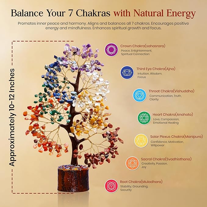 Crystal Tree, Tree of Life, 7 Chakra Stones, Feng Shui, Women Gifts, Healing Crystal, Gemstone, Crystals, Healing Stones, Spiritual Gifts, 300 Beads
