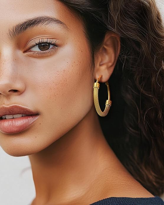 PROSTEEL 30/40/60/80/100mm Chunky Hoop Earrings For Women Gold Plated/Black Stainless Steel Hoops Earrings Statement Jewelry
