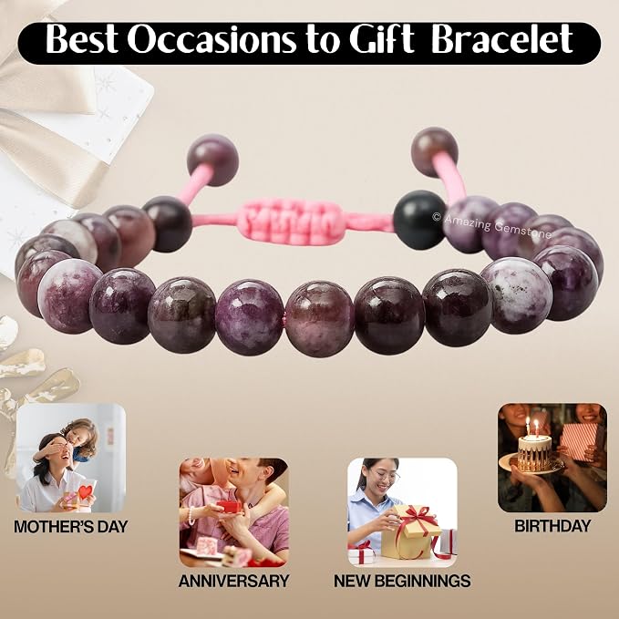Amazing Gemstone Eudialyte Bracelet, Gifts for Men & Women - Protection Healing Crystal Bracelet - 8mm Gemstone Beaded Adjustable Bracelet, Pulseras para Hombres Mujer Stocking Stuffers