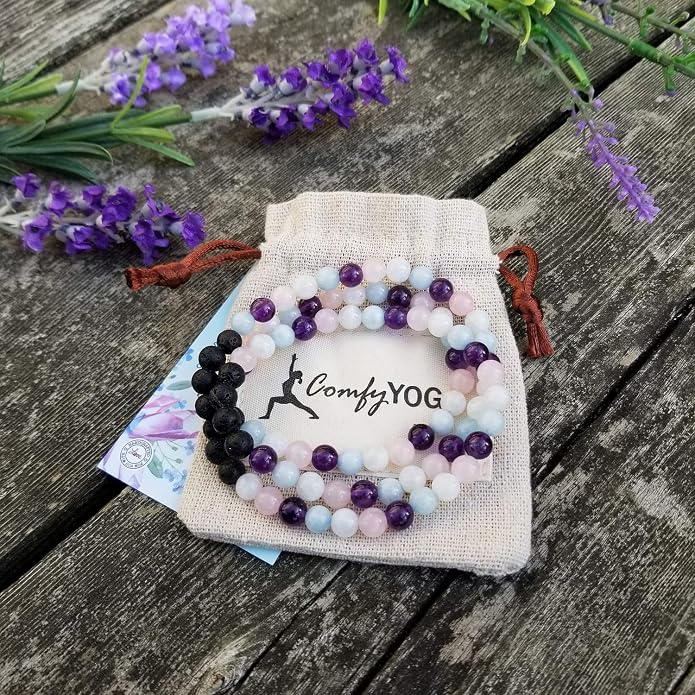 Comfy Yoga - Essential Oil Bracelet - Aromatherapy Bracelet - Lava Stone Bracelet or Necklace - Handmade Yoga Jewelry - Oil Diffuser Wrap Bracelet - Gift for Women