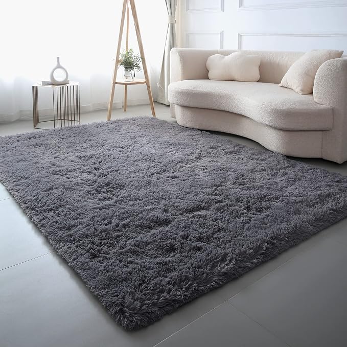 7x10 Area Rugs for Living Room - Grey Soft Carpets Modern Indoor | Cloud-Soft Comfort: Microfiber Memory Foam - Bare Feet Love The Sink-In Softness Your Whole Family Enjoys Every Day