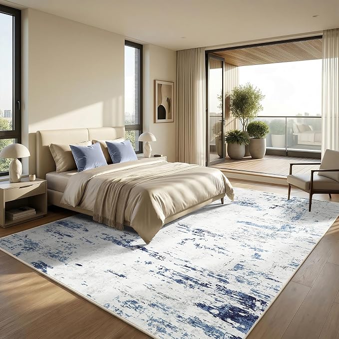GarveeHome 10x14 Abstract Area Rug Neutral Washable Living Room Bedroom Rug | Abstract Low Pile Non Slip Rug Modern Floor Mat Carpet Indoor Accent Rug for Dining Room Playroom Nursery Home Decor