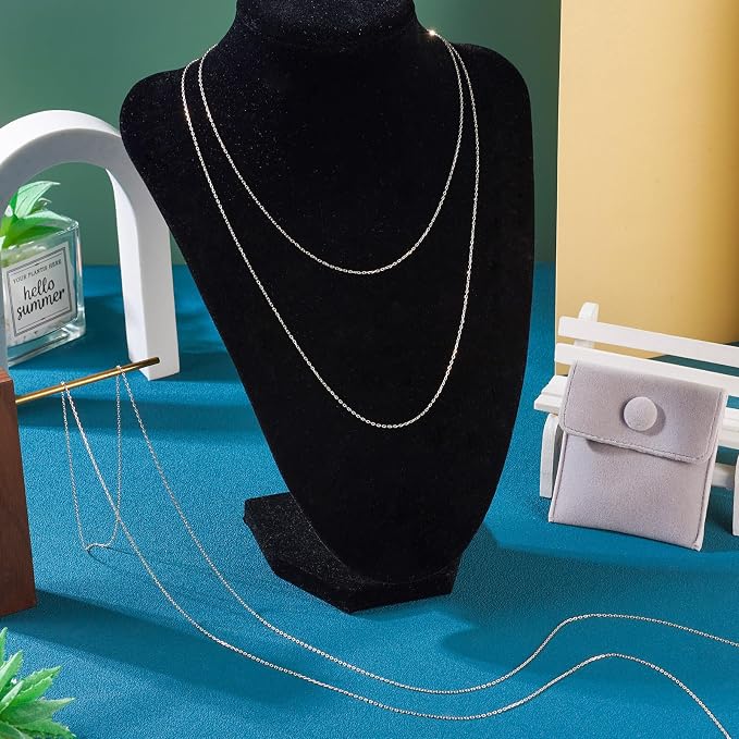 Elecrelive 925 Sterling Silver Cable Chain 3.28 Feet Unwelded Necklace Chains with Jewelry Cleaning Cloth Velvet Storage Bag for Men Women Jewelry Chain DIY Making
