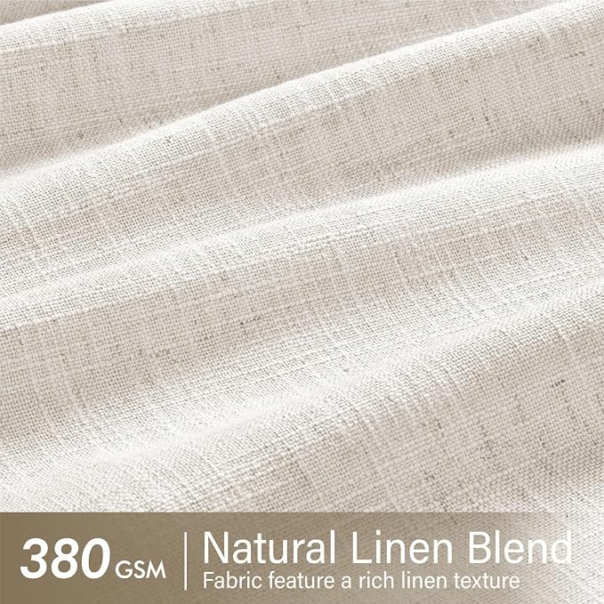 MIULEE Pinch Pleated Thick Linen Curtains 63 Inches Long 2 Panels for Dining Living Room Bedroom, Memory Trained Drapes Pleat Back Tab Light Filtering Natural Short Window Curtains with Hooks&Rings