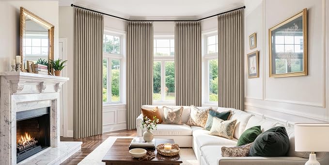 MIULEE Pinch Pleated 100% Blackout Curtains 40"x84" Burlywood Birch 4 Panel | Thick Linen, Memory Trained Pleat, Back Tab Double Layer Drapes, Thermal Insulated, Curtain for Bedroom Living Room Darkening