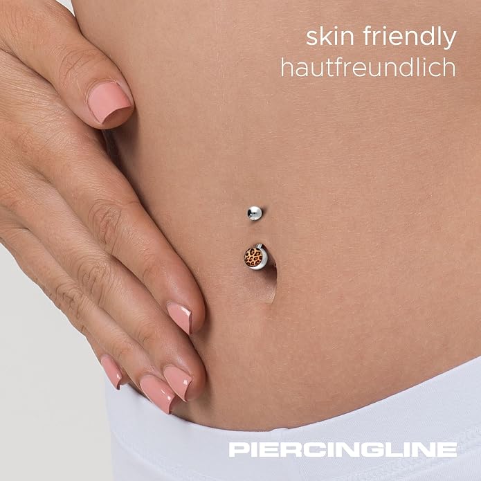 PIERCINGLINE Belly Button Piercing Leopard print surgical steel skin-safe
