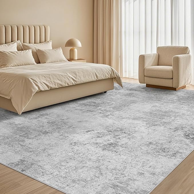 Tortania Area Rug Living Room Rugs - 9x12 Washable Large Soft Neutral Boho Moroccan Bohemian Farmhouse Rug Indoor Floor Carpet for Bedroom Under Dining Table Home Office Decor - Ivory Grey