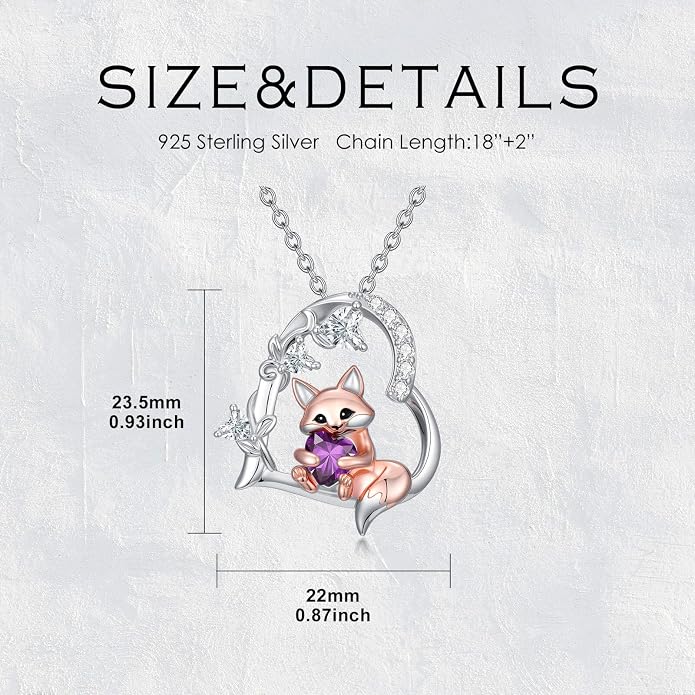 PELOVNY Teddy Bear Necklace for Women 925 Sterling Silver Bear/Highland Cow/Fox/Cat/Axolotl Birthstone Necklace Christmas Birthday Jewelry Gifts for Mom Daughter Wife Sister
