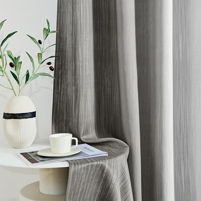 MIULEE Grey and Greyish White Ombre Blackout Curtains, Full Room Darkening Thermal Insulated 63 Inches Long Drapes for Bedroom/Living Room Grommet Window Treatments Modern 52Wx63L, Set of 2