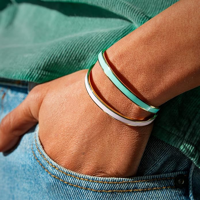 STORYJEWELLERY Friend Gifts for Women, Friendship Bracelets, Matching Badass Bestie Bracelets, Friend Birthday Gifts for Women, Bff Jewelry, Enamel Cuff Bracelet