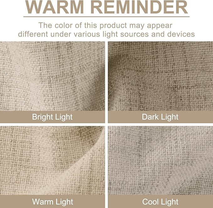 100% Blackout Shield Linen Blackout Curtains for Bedroom 102 Inches Long, Back Tab/Rod Pocket Living Room Drapes, Thermal Insulated Blackout Curtains 2 Panels Set, 50" W x 102" L, Oatmeal