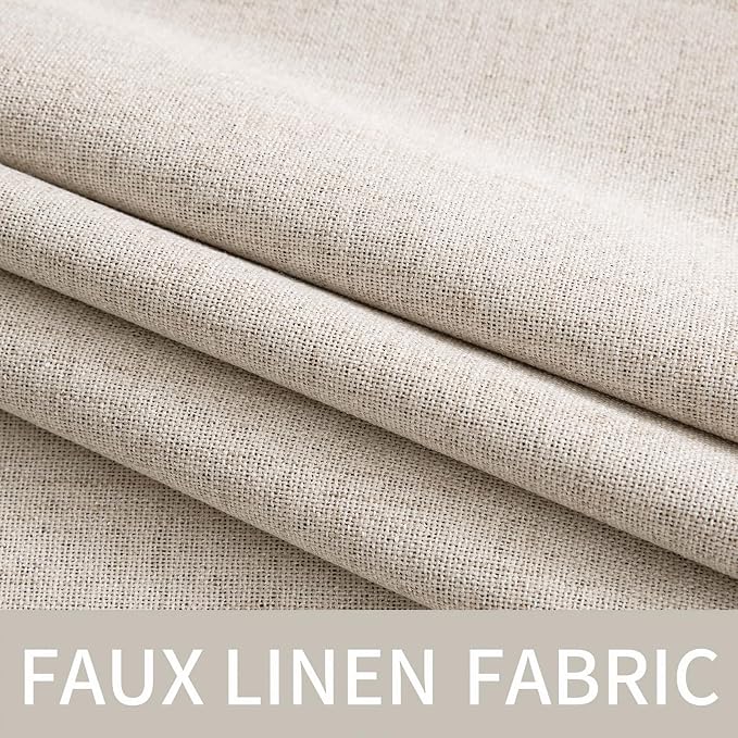 MIULEE 100% Blackout Linen Textured Curtains for Bedroom Solid Thermal Insulated Natural Grommet Room Darkening Curtains & Drapes Luxury Decor for Living Room 52 x 108 Inch (2 Panels)