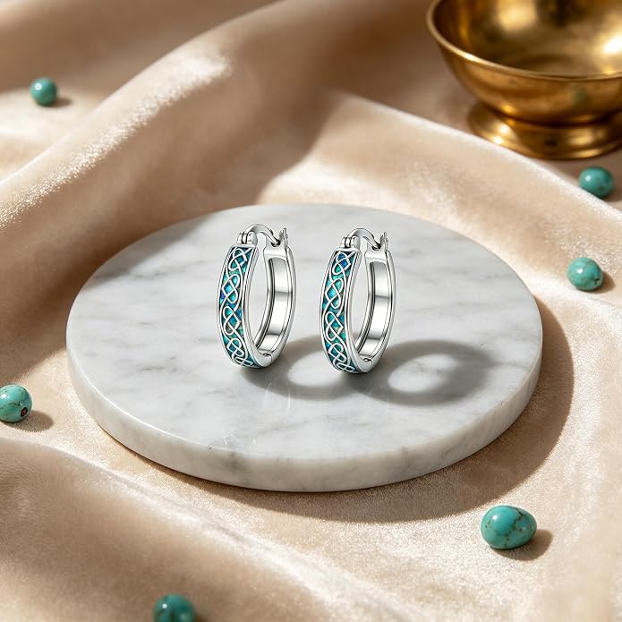 Opal/Turquoise Huggie Earrings 925 Sterling Silver Opal/Turquoise Small Animal Huggie Hoop Earrings Animal Huggies Earring Jewelry Gifts for Women Mom Her