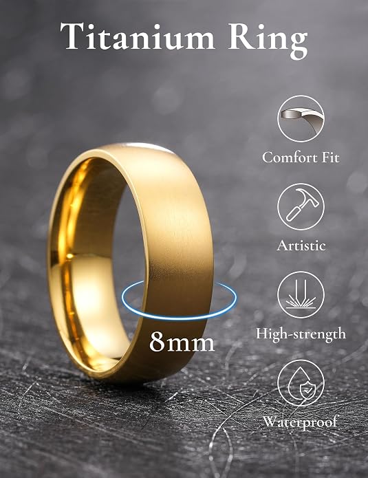 King Will Titanium Wedding Band for Men Women-Sliver/Black/Gold Plated Pure Titanium Wedding Ring, 3-9mm Widths Available Brushed Matte Design Comfort Fit Size 4-16