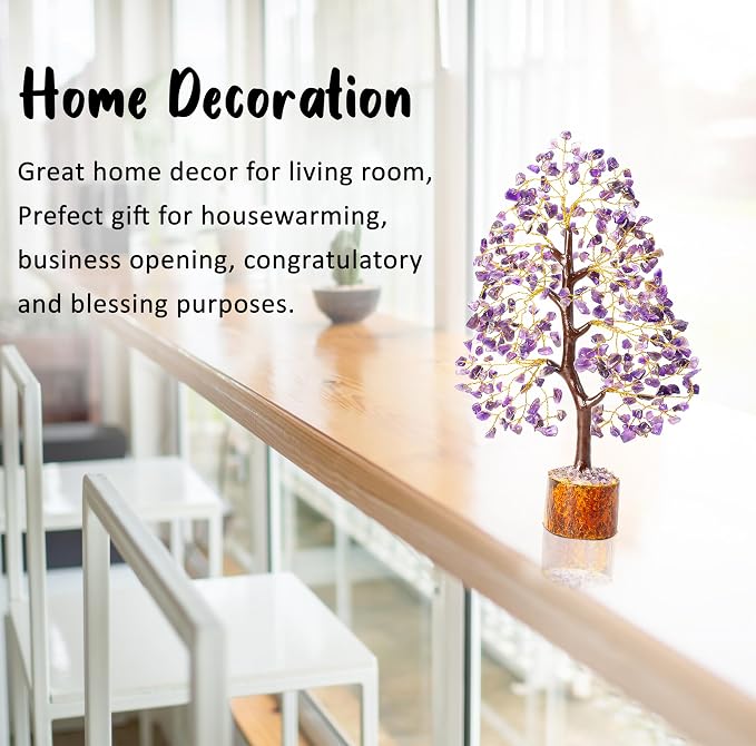 Crocon® Amethyst Tree of Life, Birthday Gifts for Women & Men, Purple House Decor for Shelf Healing Crystals, Spiritual Gift Purple Decor, House Warming Gifts New Home, Birthday Gift for Mom Sister