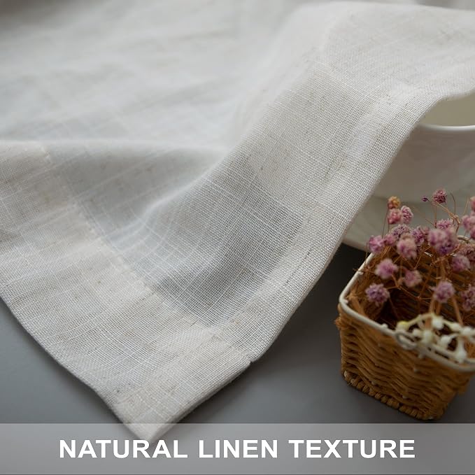 Semi Sheer Linen Curtains 110 Inches Long 2 Panels Set Cream Ivory Living Room Ceiling to Floor Curtains Modern Farmhouse Natural Light Filtering Extra Long Drapes for Large Window 52 x 110 Inch