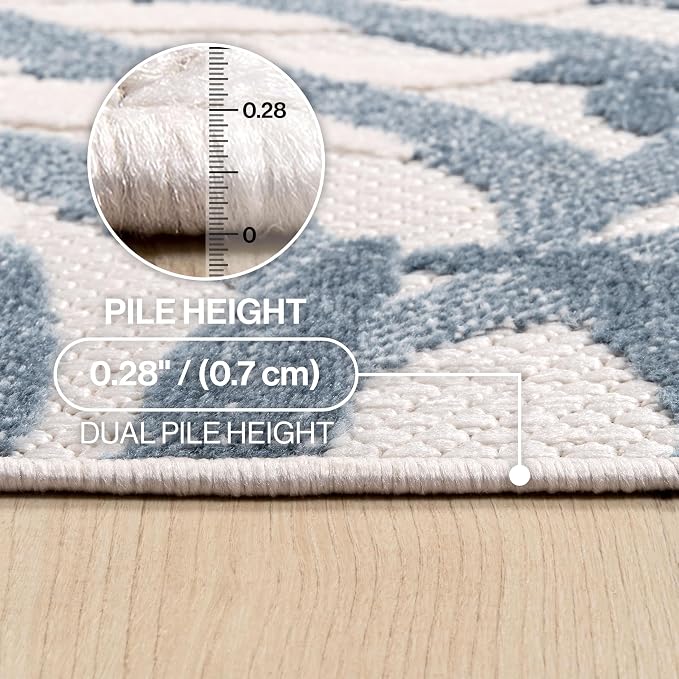 JONATHAN Y Tropics Palm Leaves Indoor Outdoor Area Rug 8X10 Cream/Dark Blue